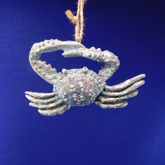 Blue Glitter Conch Seashell and Crab Christmas Ornaments Beach Decor Shell - Picture 3 of 3